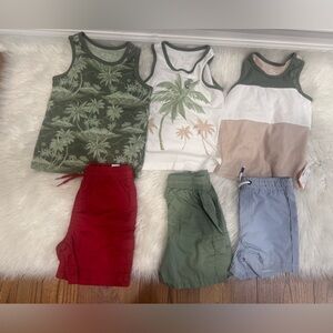 The Children's Place Tropical Tank Tops and Shorts Set - Green, White, Red, Blue